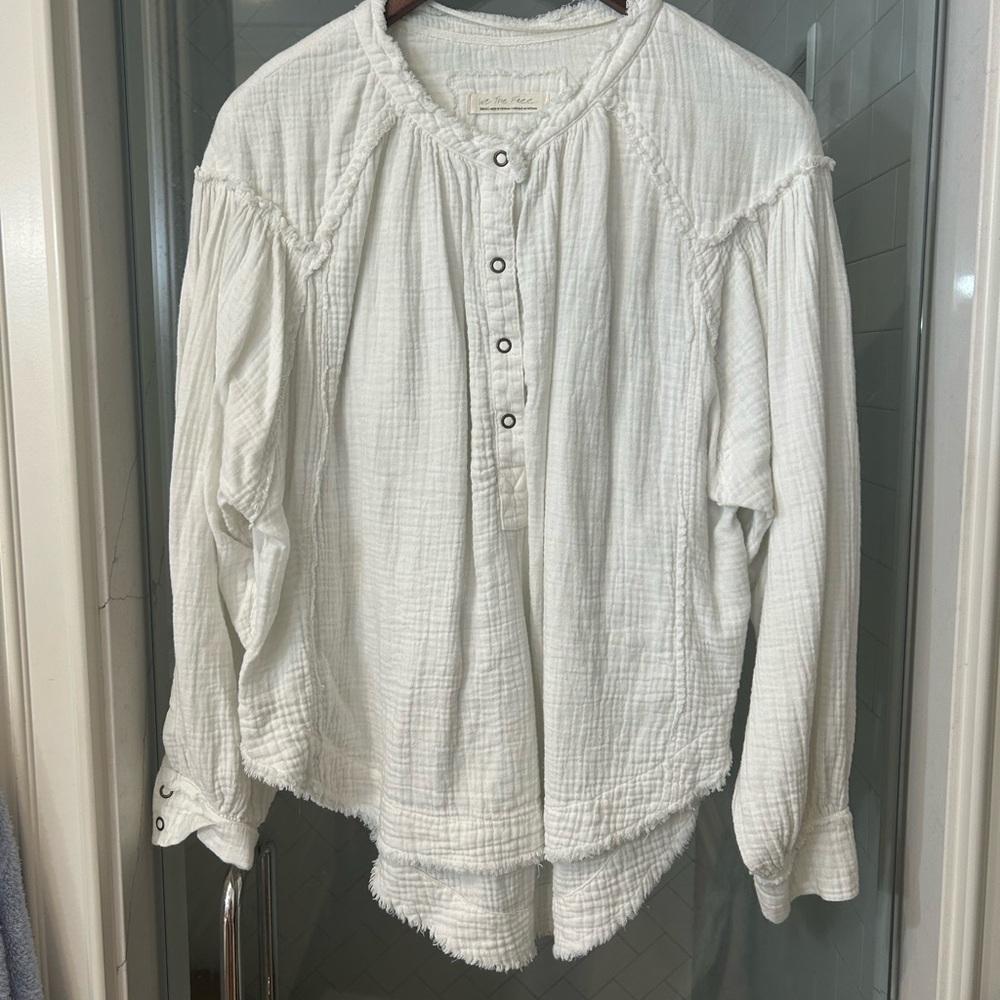 WE THE FREE oversized button up shirt off white